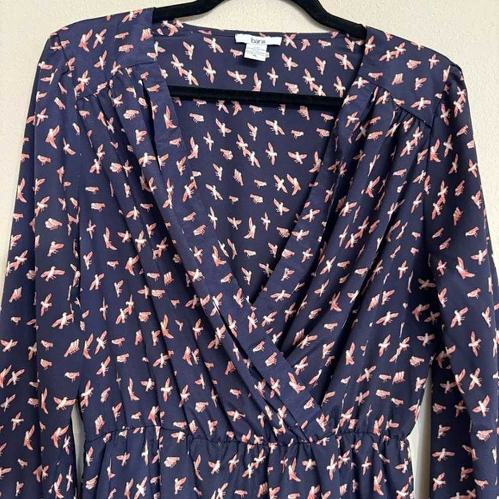 Bar III Dress Long Sleeve Bird Print Navy Size XL - image 3