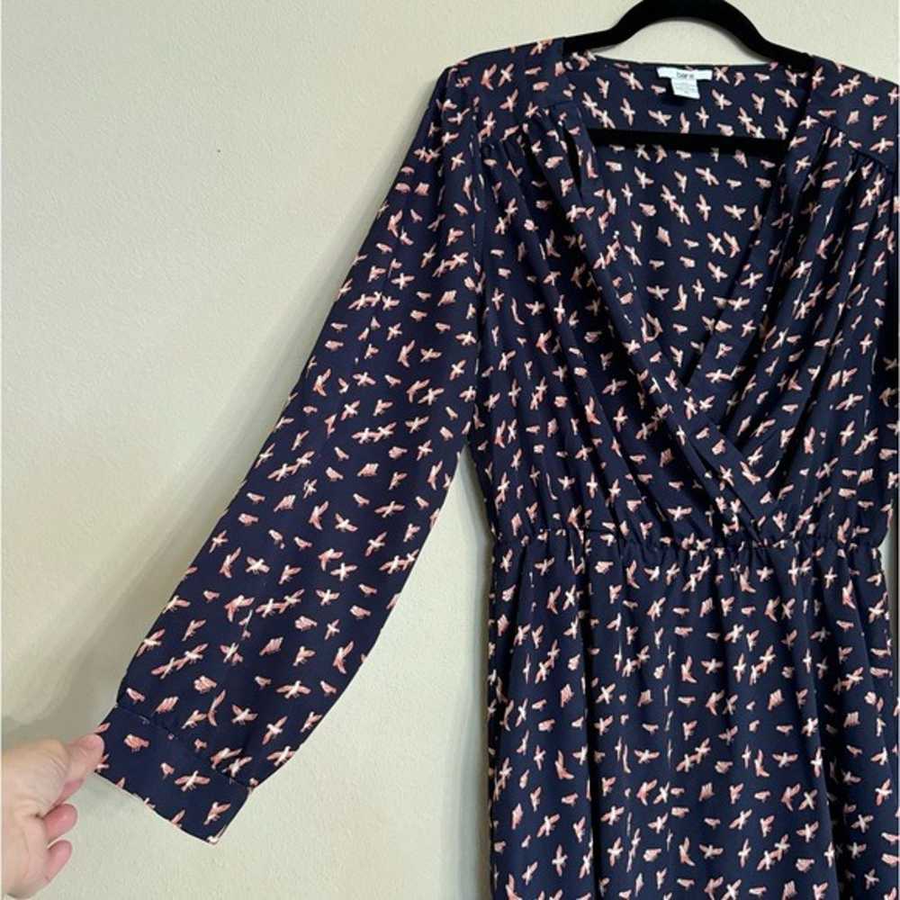 Bar III Dress Long Sleeve Bird Print Navy Size XL - image 5