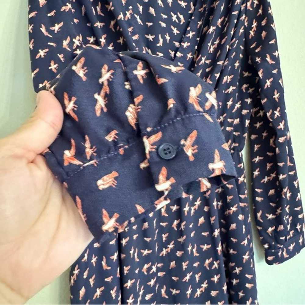 Bar III Dress Long Sleeve Bird Print Navy Size XL - image 6