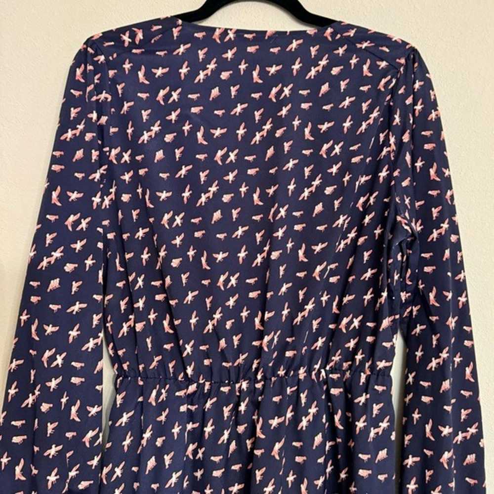 Bar III Dress Long Sleeve Bird Print Navy Size XL - image 8