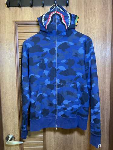 Bape BAPE Blue Camo Shark Full Zip Hoodie