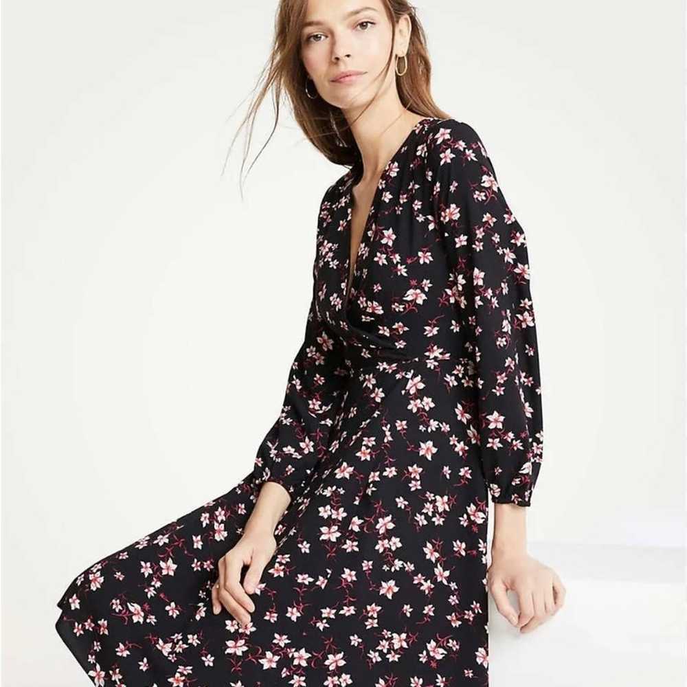 Ann Taylor - women's black pink floral Romantiq f… - image 2