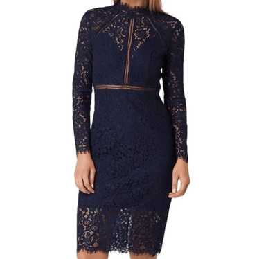 Bardot Rozie Lace Long Sleeve Navy Cocktail Dress… - image 1