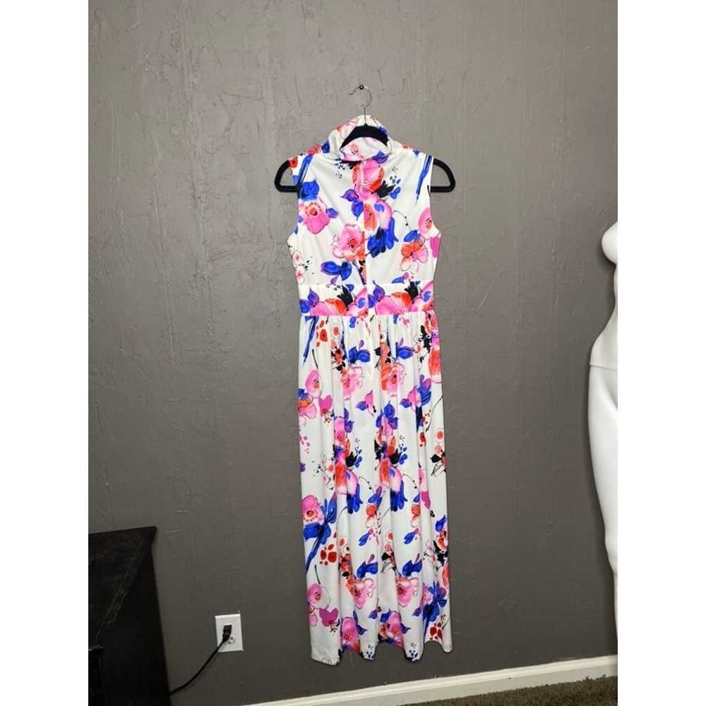 70s High Neck Floral Maxi Dress Size Medium 6 or … - image 10