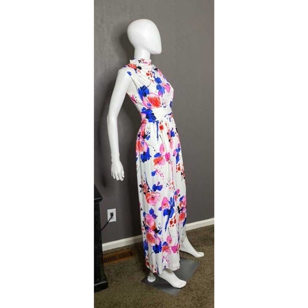 70s High Neck Floral Maxi Dress Size Medium 6 or … - image 3