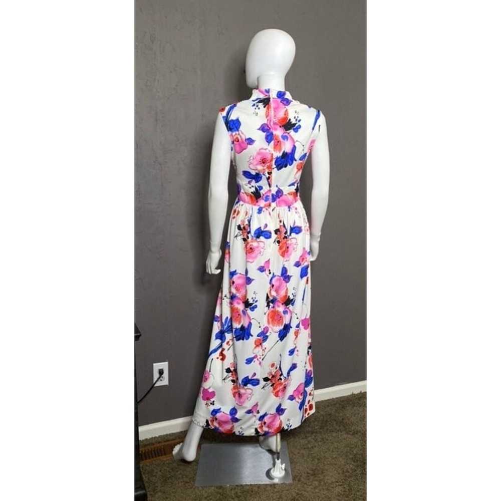 70s High Neck Floral Maxi Dress Size Medium 6 or … - image 5