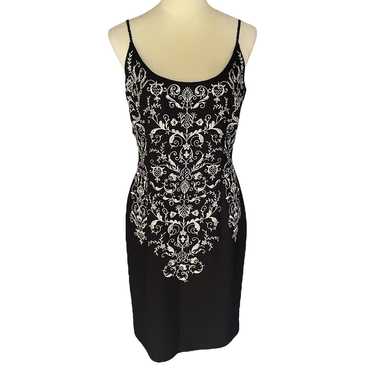 Maggie London Floral Black and White Embroidered … - image 1