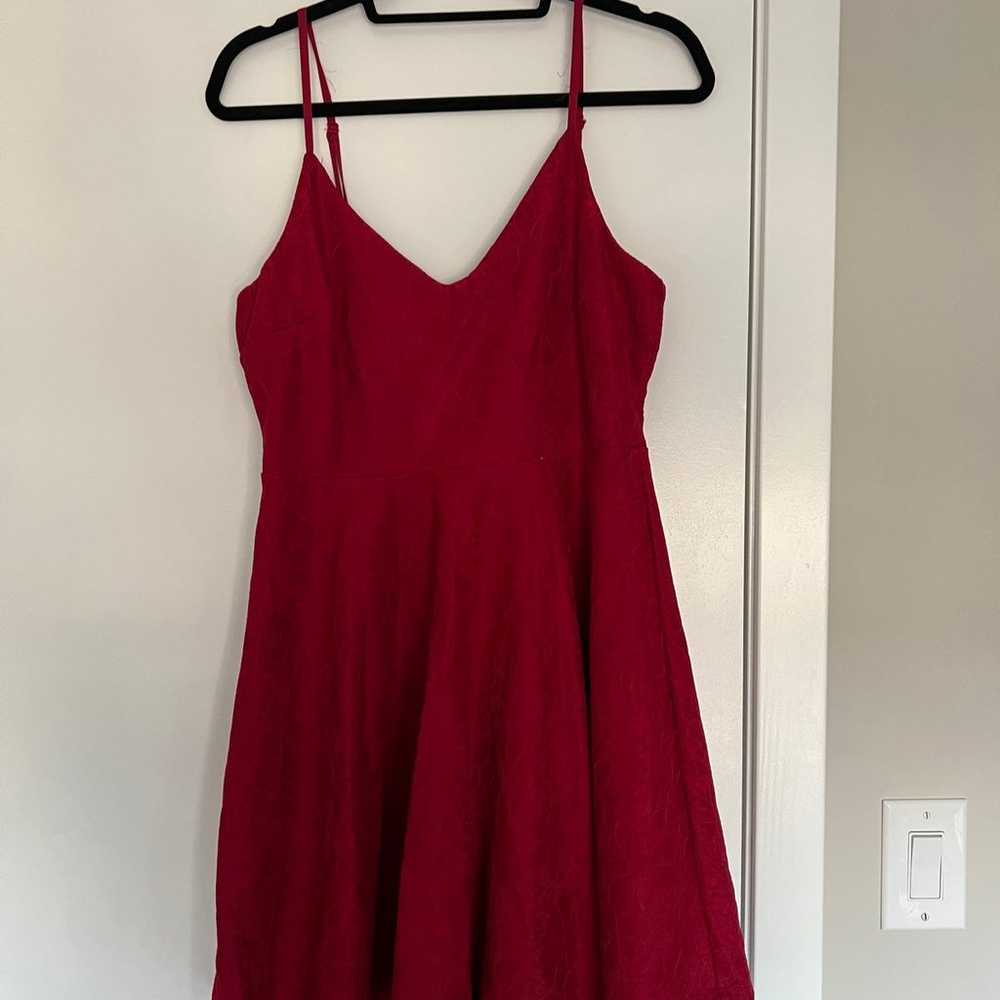 Lulus Way With Words Berry Red Lace Skater Dress - image 4