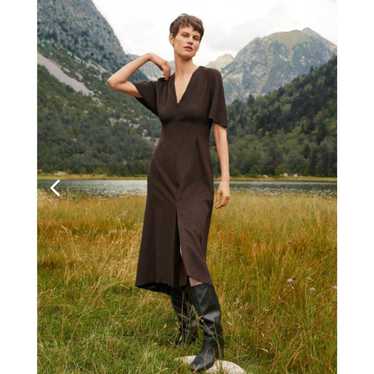 Mango MANGO MNG Brown Recycled Wool Flared Dress S