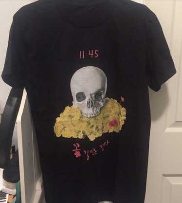 Made In Usa Hand Painted Korean Flower Skull Shirt