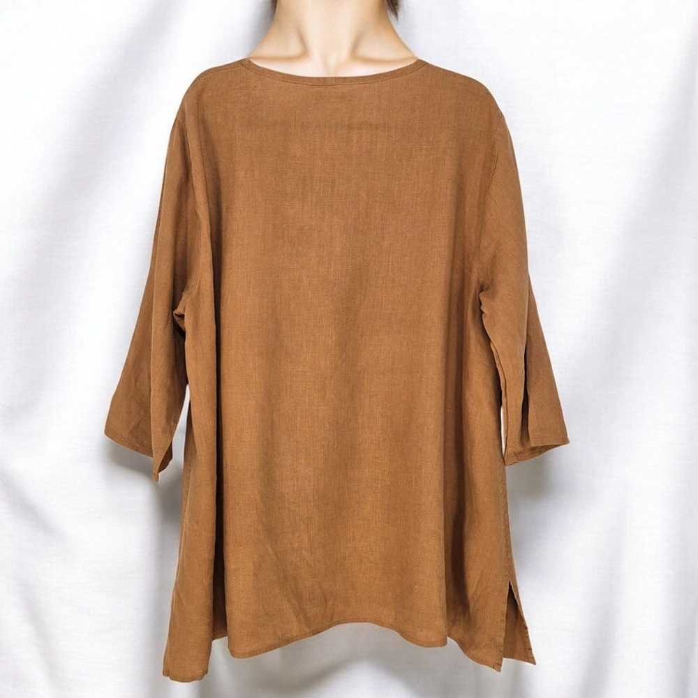 FLAX Tunic Top Woman Large Brown 100% Linen Long … - image 8