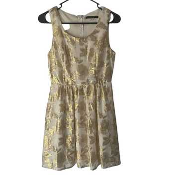 Huesday Size Small Gold Foil Metallic Silk Floral 