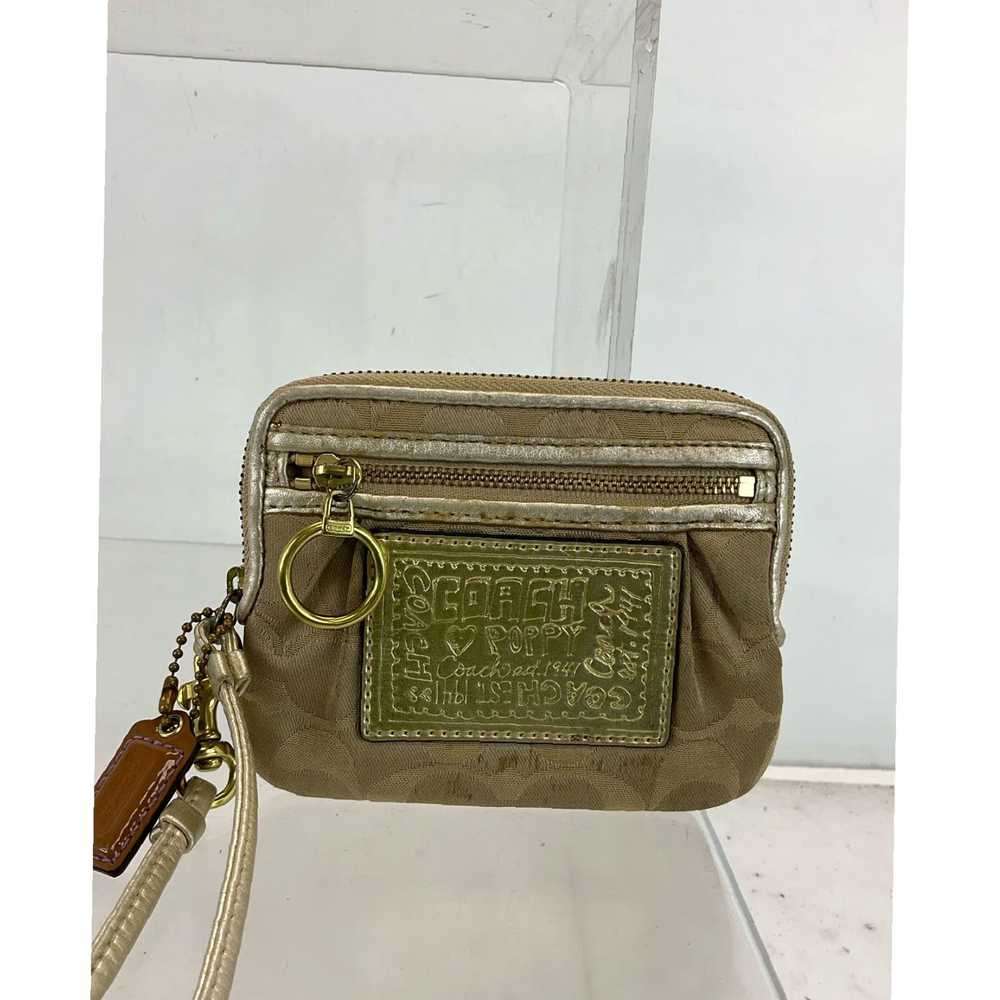 Coach Khaki Gold Accented Signature Jacquard Wove… - image 1