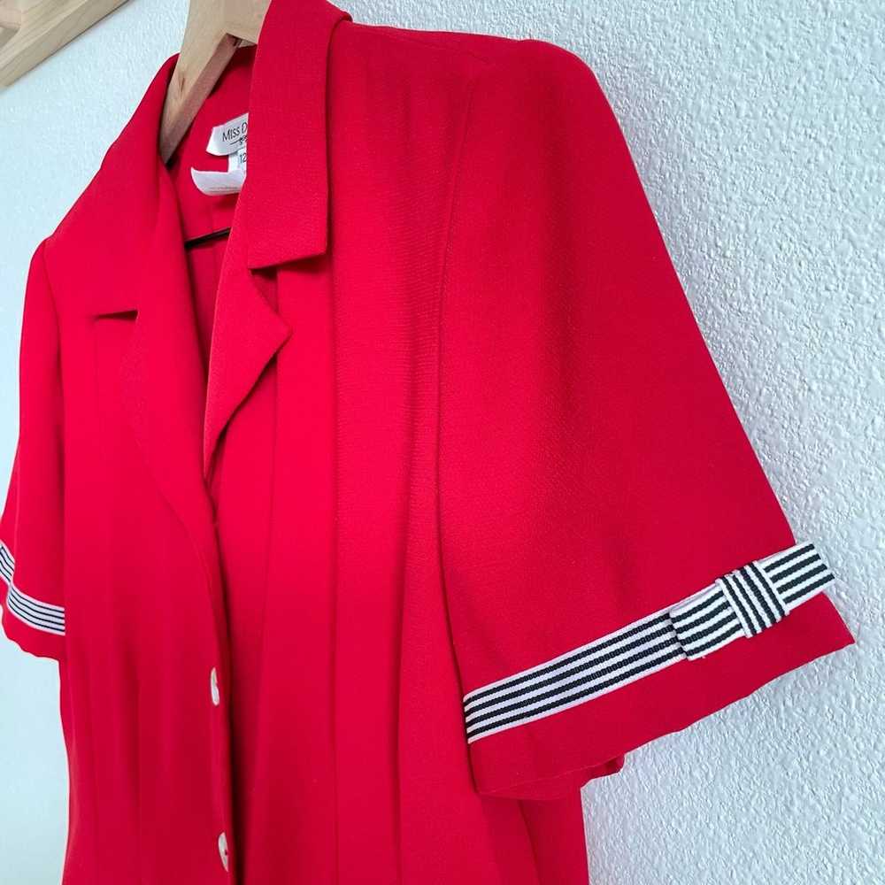 Miss Dorby Red Button Front Nautical Vtg 80s 90s … - image 3