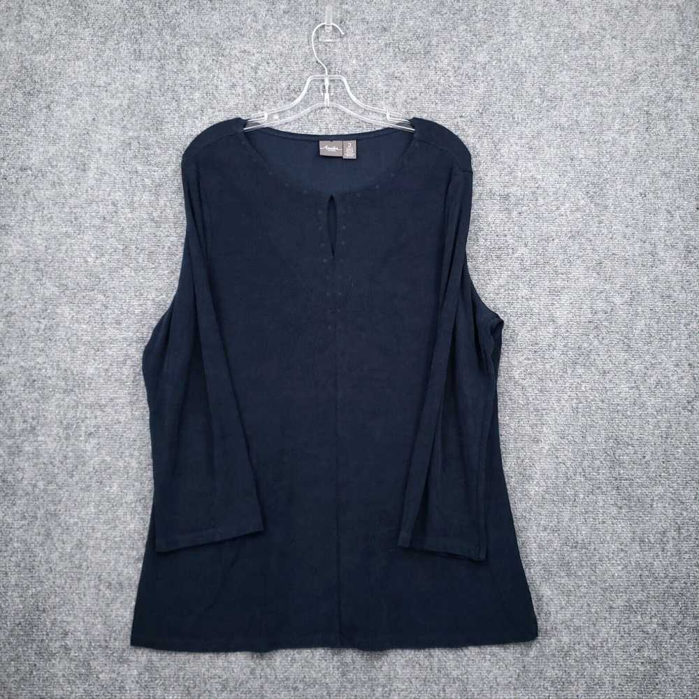 Vintage Chico's Top Womens 2 US 12 Blue Tunic Tra… - image 1