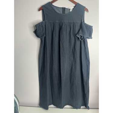 London Times Woman Chambray off the shoulder dress