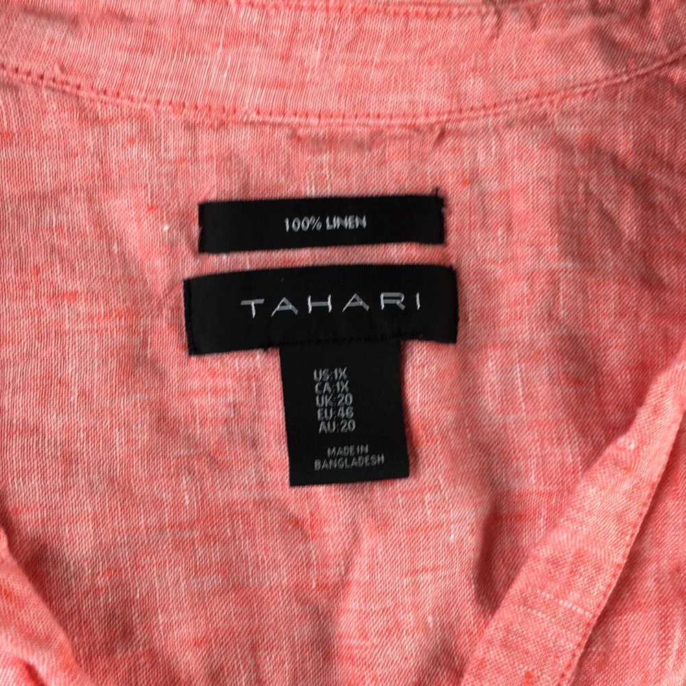 Vintage Tahari Womens 1X Short Sleeve Red Linen B… - image 4