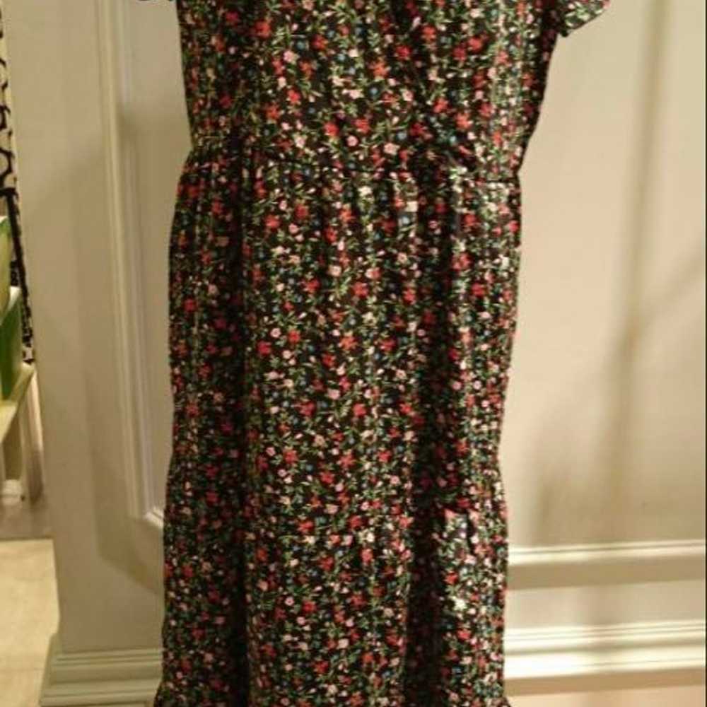 MEIL Floral Pattern Short Sleeve Long Tiered Dress - image 1