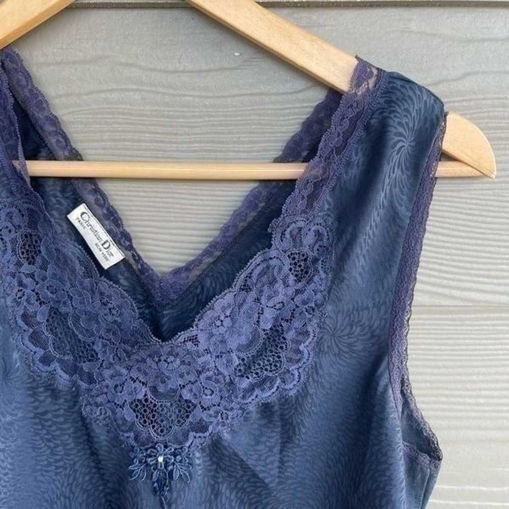 Christian Dior vintage lace embellished navy cami… - image 3