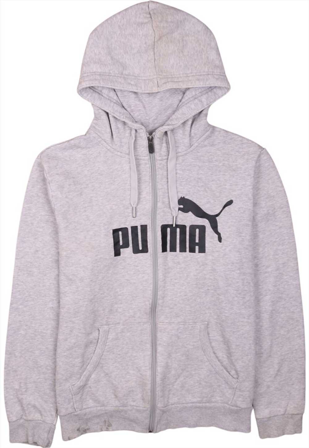 Vintage 90's Puma Hoodie Spellout Full Zip Up Gre… - image 1