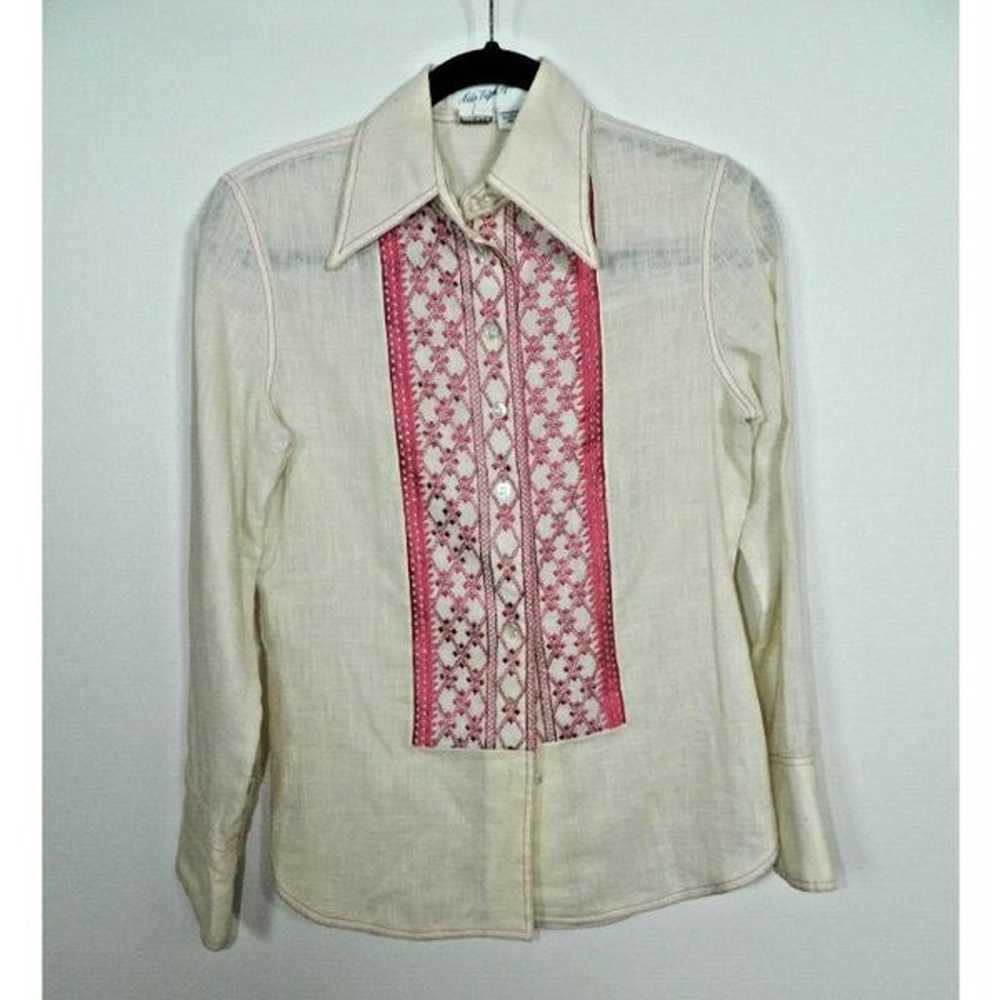 Anne Klein Saks Fifth Avenue Shirt Size 8 Ivory R… - image 1