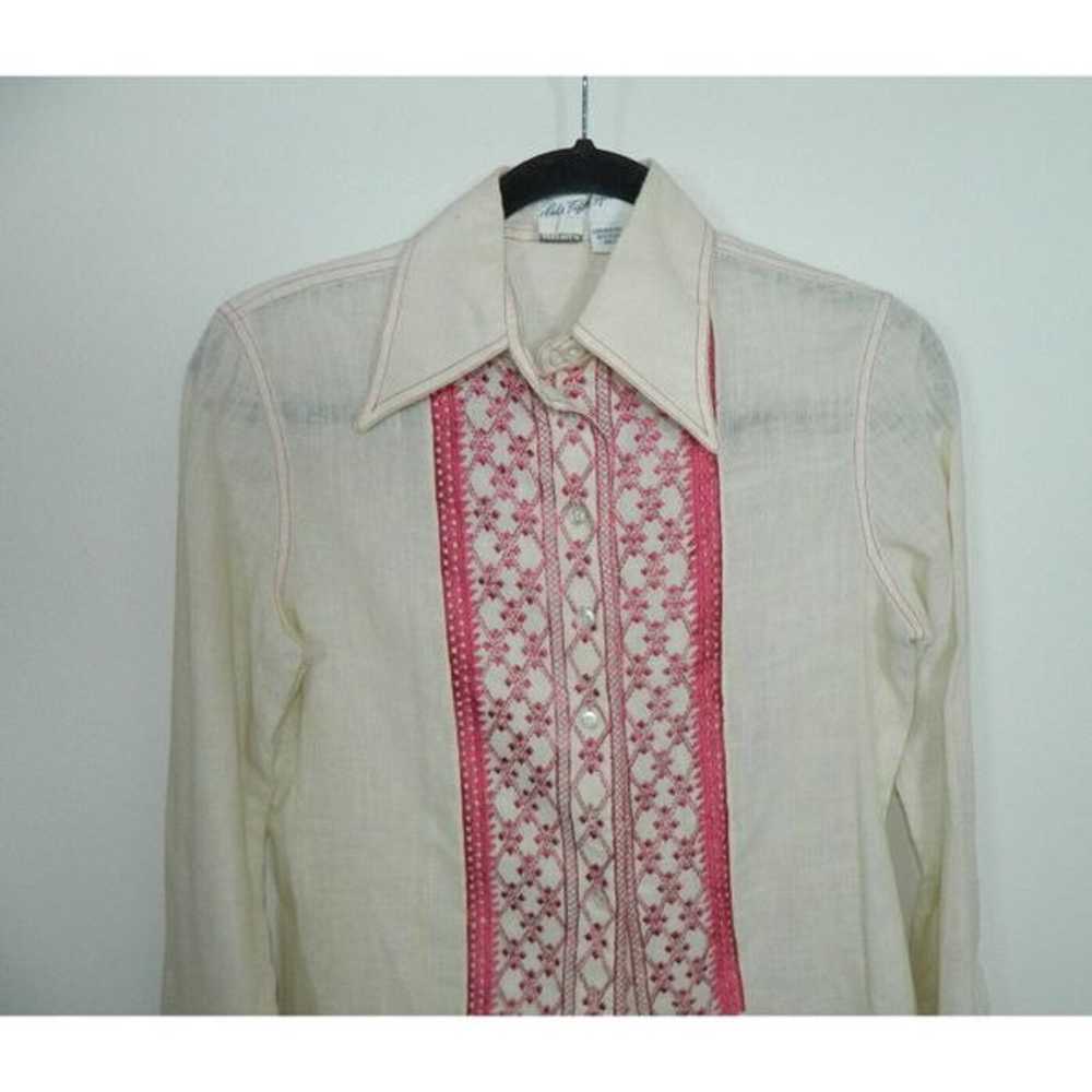 Anne Klein Saks Fifth Avenue Shirt Size 8 Ivory R… - image 3