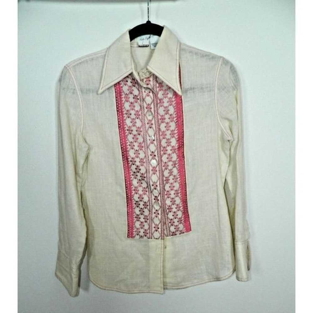 Anne Klein Saks Fifth Avenue Shirt Size 8 Ivory R… - image 5