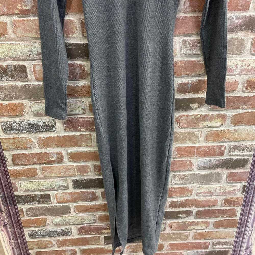 GRL Grail Gray V-Neck Long Knit Dress - image 2