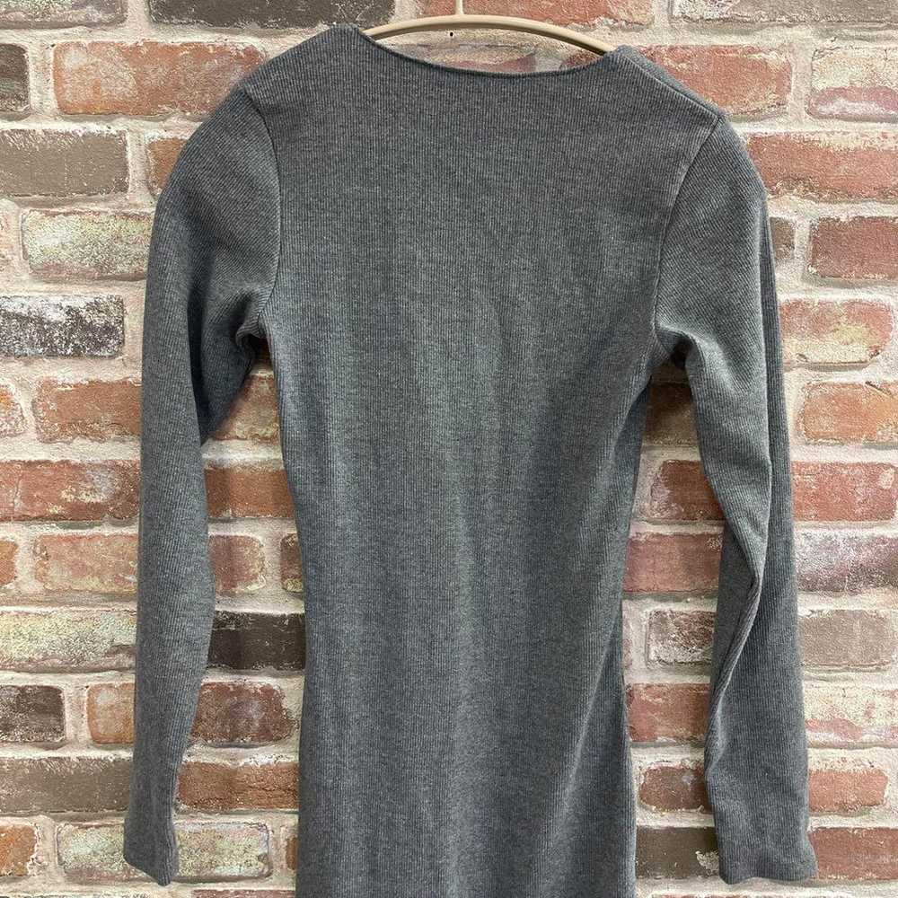 GRL Grail Gray V-Neck Long Knit Dress - image 5