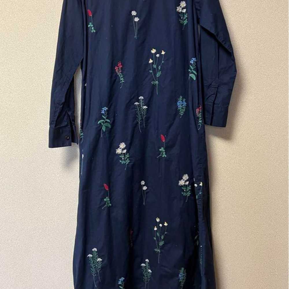 Embroidered Navy Long Sleeve Dress - image 1