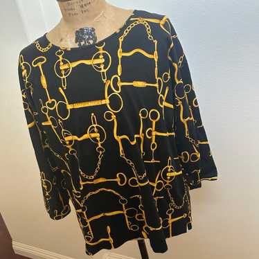 Vintage 1990’s Gucci horsebit print blouse shirt … - image 1