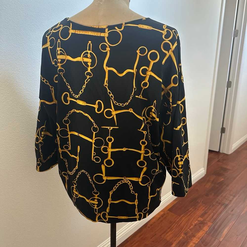 Vintage 1990’s Gucci horsebit print blouse shirt … - image 4