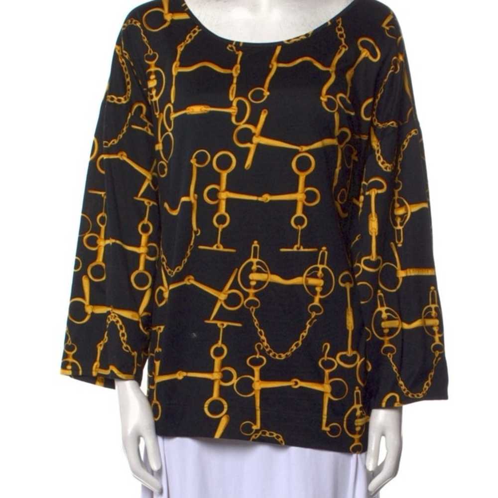 Vintage 1990’s Gucci horsebit print blouse shirt … - image 8