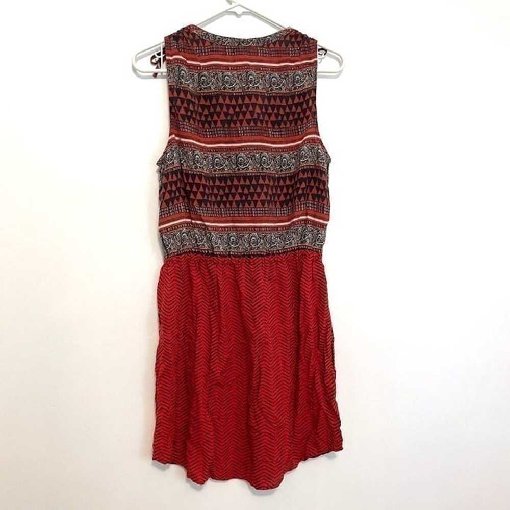 LUCKY BRAND Border Tie Dress Red Navy Multi Borde… - image 10