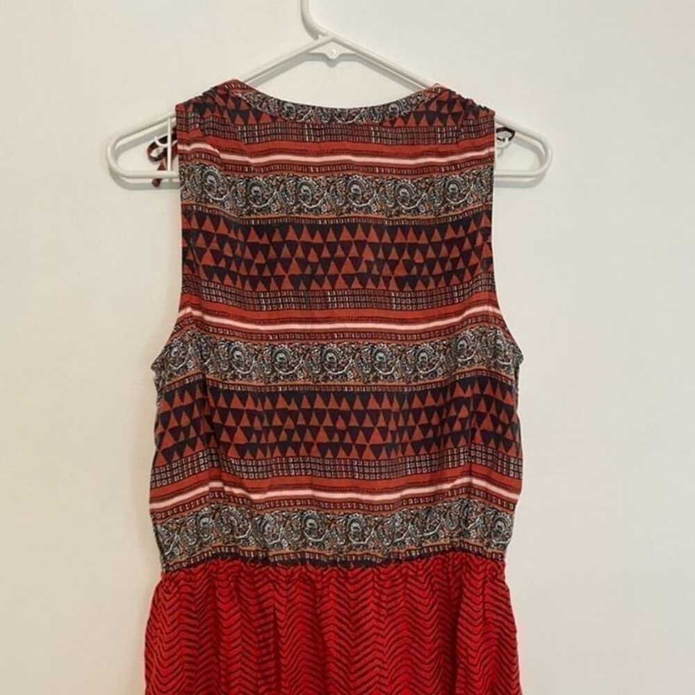 LUCKY BRAND Border Tie Dress Red Navy Multi Borde… - image 11