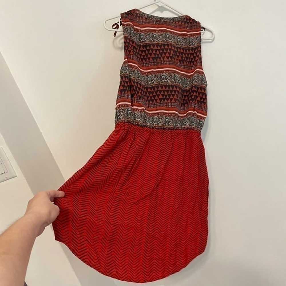 LUCKY BRAND Border Tie Dress Red Navy Multi Borde… - image 12