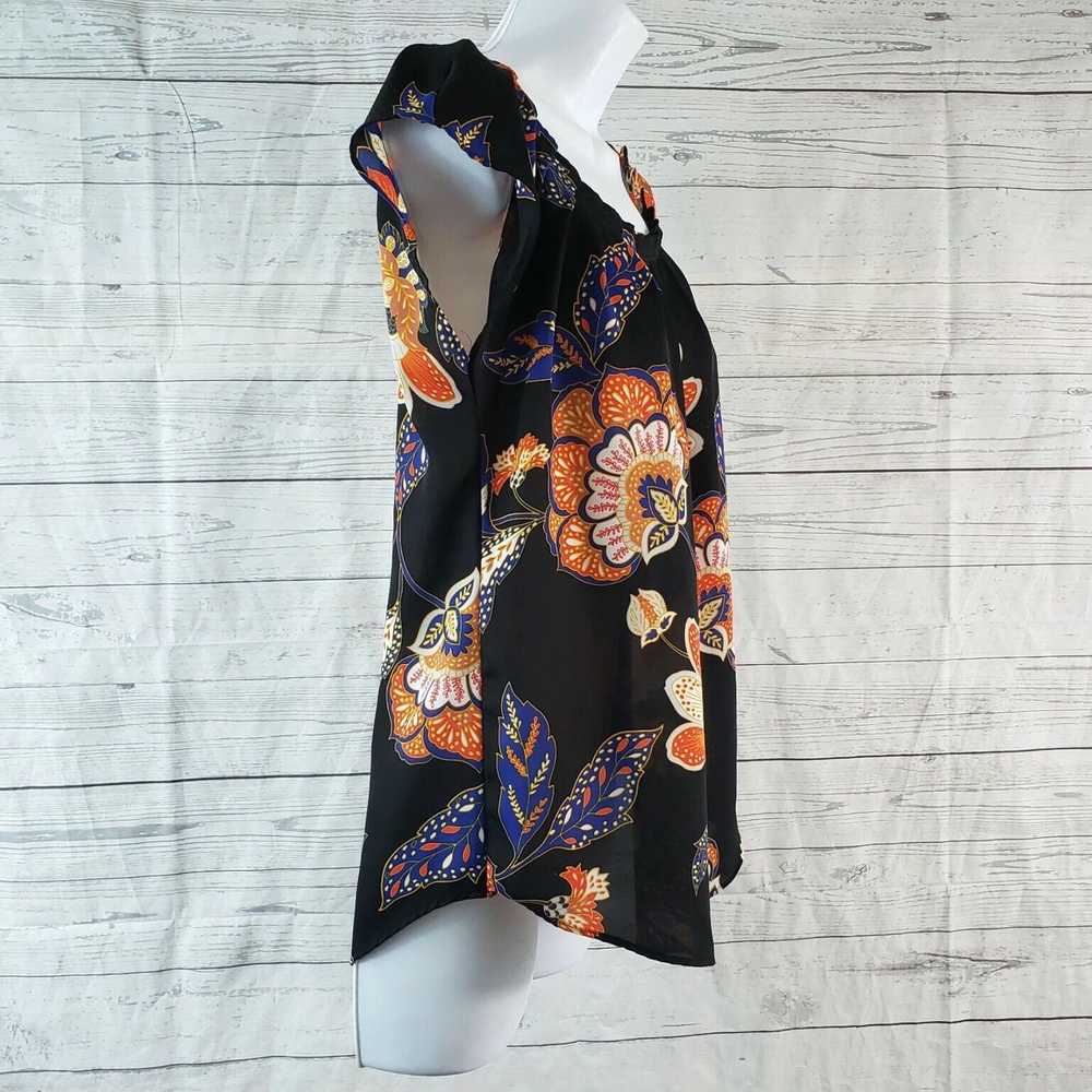 Vintage Black and Orange Floral Pleated Chic Wome… - image 3