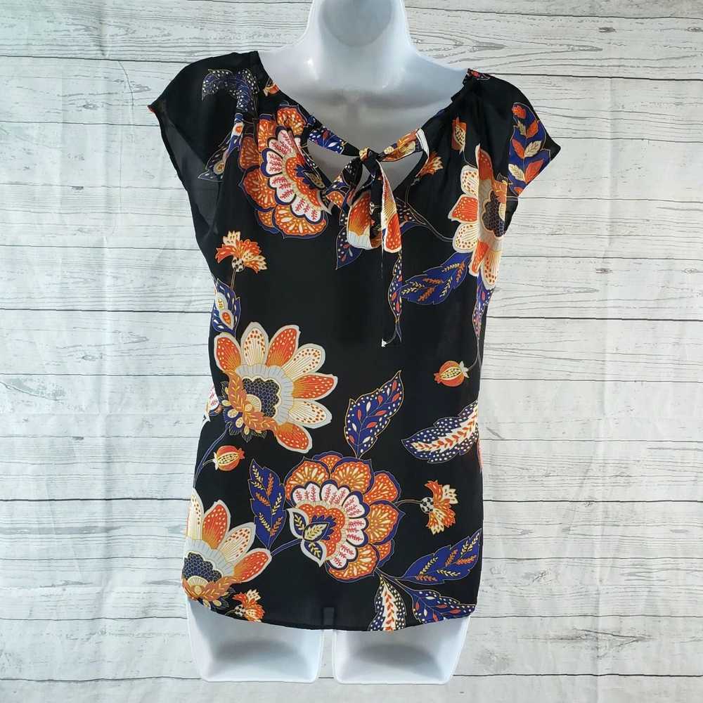 Vintage Black and Orange Floral Pleated Chic Wome… - image 4