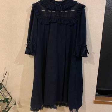 Secret Honey Navy Frilled Dress - image 1