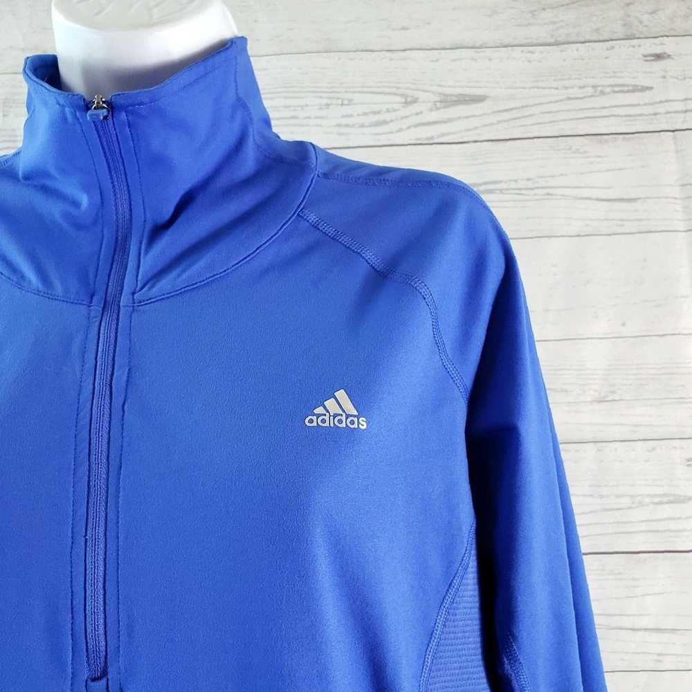 Adidas Solid Blue Long Sleeve Thumbhole Pullover … - image 2