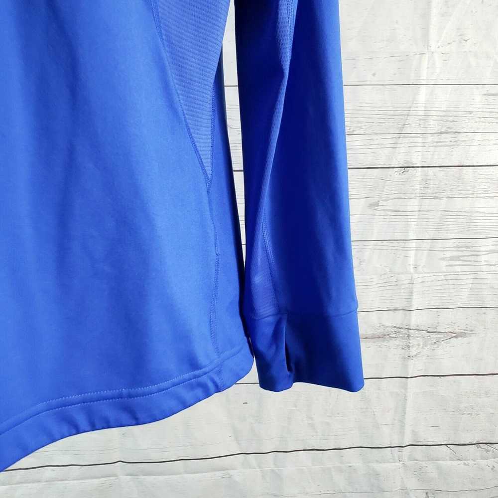 Adidas Solid Blue Long Sleeve Thumbhole Pullover … - image 3