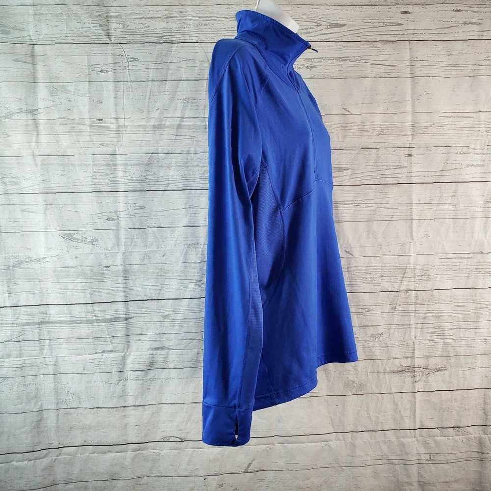 Adidas Solid Blue Long Sleeve Thumbhole Pullover … - image 4