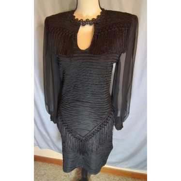 Vintage Modern Touch Black Long Sleeve Bodycon Dre