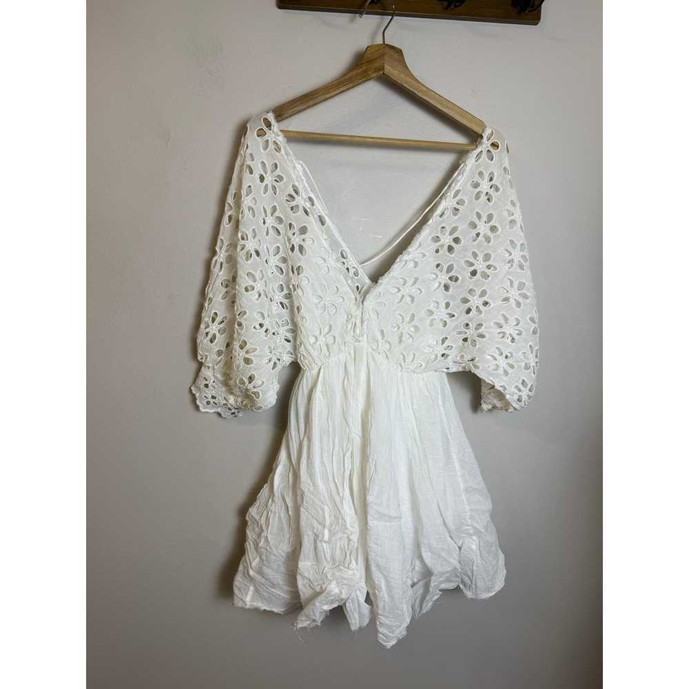 FREE PEOPLE Bella Note White Dress Eyelets Babydo… - image 1