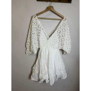 FREE PEOPLE Bella Note White Dress Eyelets Babydo… - image 1