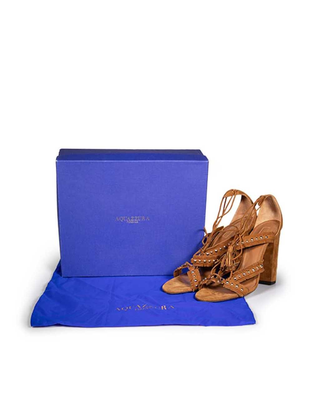 Aquazzura Brown Suede Fringe Tulum Sandals - image 11