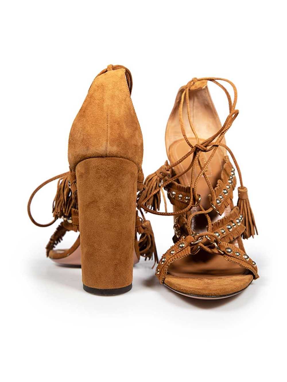 Aquazzura Brown Suede Fringe Tulum Sandals - image 3