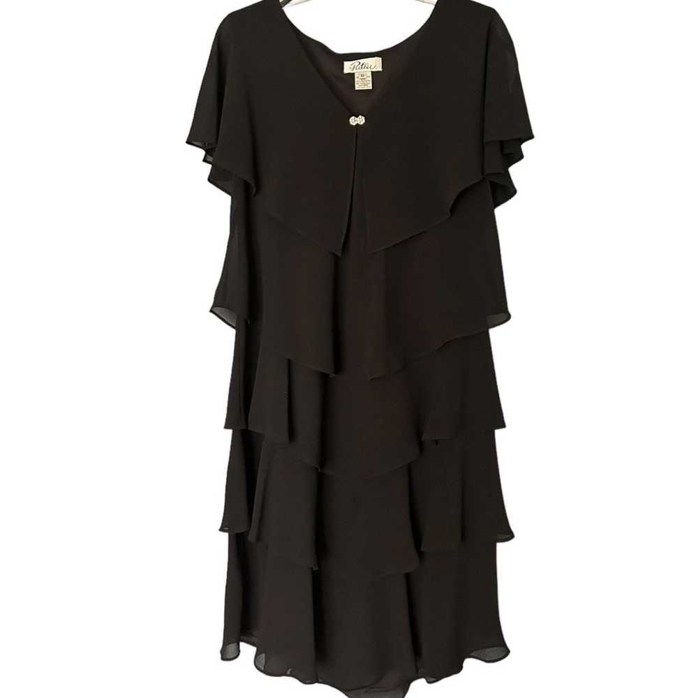 Patra Black Chiffon Layered Ruffle Shift Dress Wo… - image 2