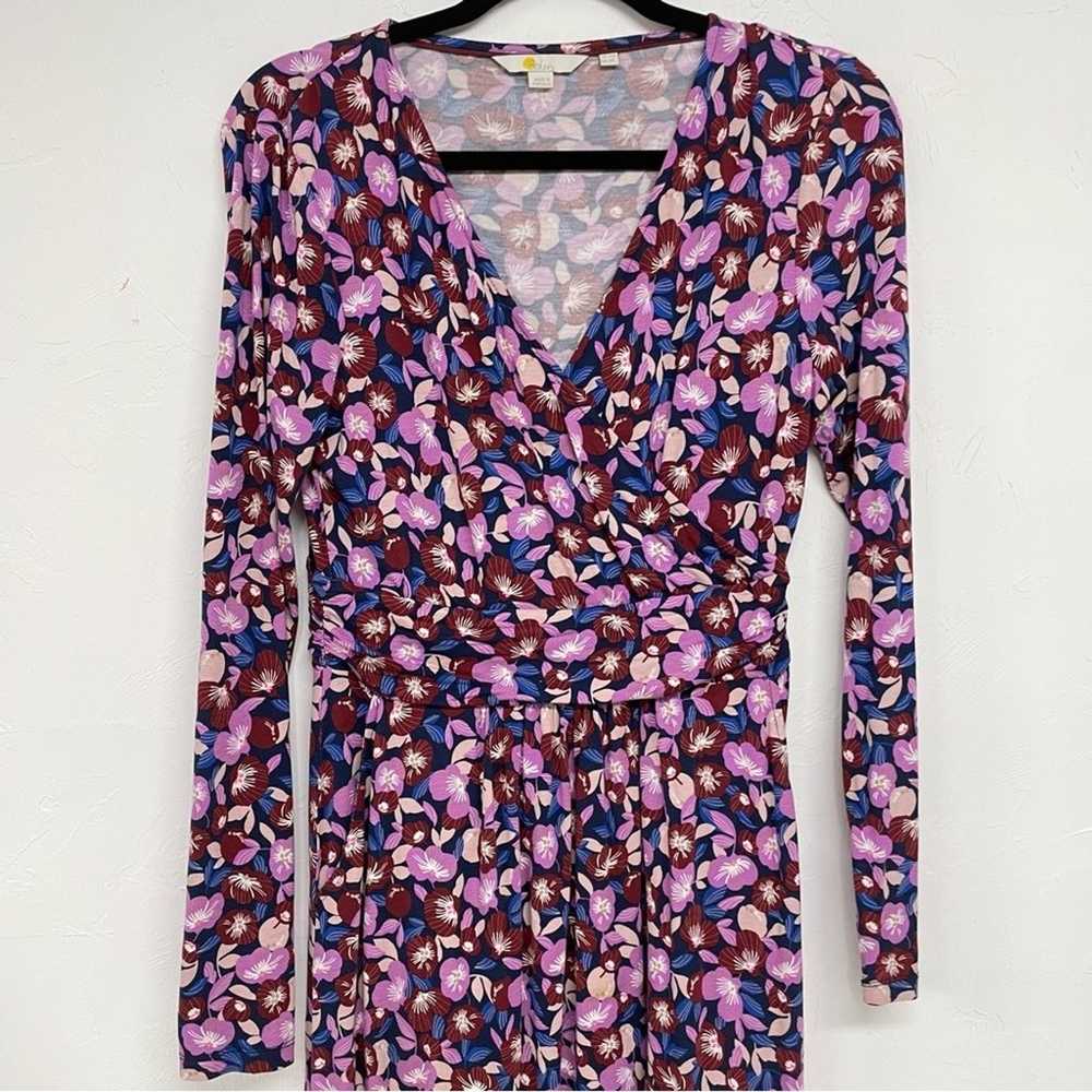 Boden Pink & Purple Floral Long Sleeve Shift Dres… - image 2