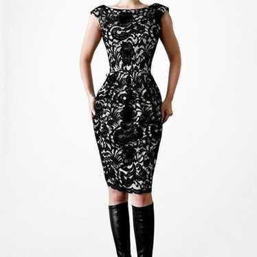 Eliza J Black Lace Knee Length Pleated Skater Fla… - image 1